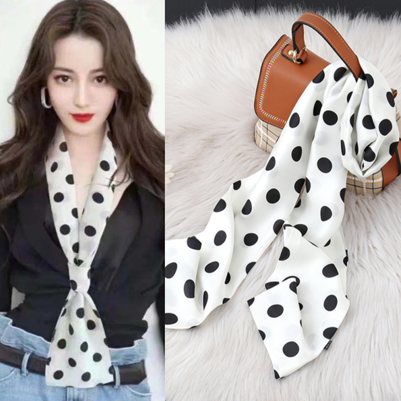 Silk Scarf Women&#039;s Ribbon New Arm Bag Small Scarf Printed Hair Band Artificial Silk Long Silk Scarf Printing Scarves
