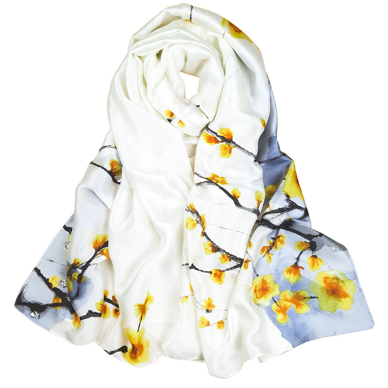 Outdoor Thin Silk Sun-Proof and Breathable Gift Scarf Travel Sunshade Beach Towel Spring and Autumn Printing Scarves
