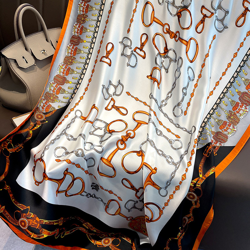 Women&#039;s Anti-DDoS Scarf Spring and Summer Korean New Printed Imitated Silk Scarves Warm Decorative Long Air Conditioning Shawl