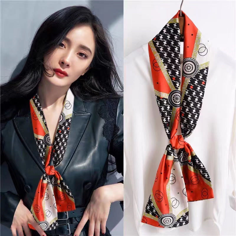 Strip Small Silk Scarf Scarf Business Scarf Fashion Decorative Satin Floral Small Square Towel Small Scarf Silk Scarves