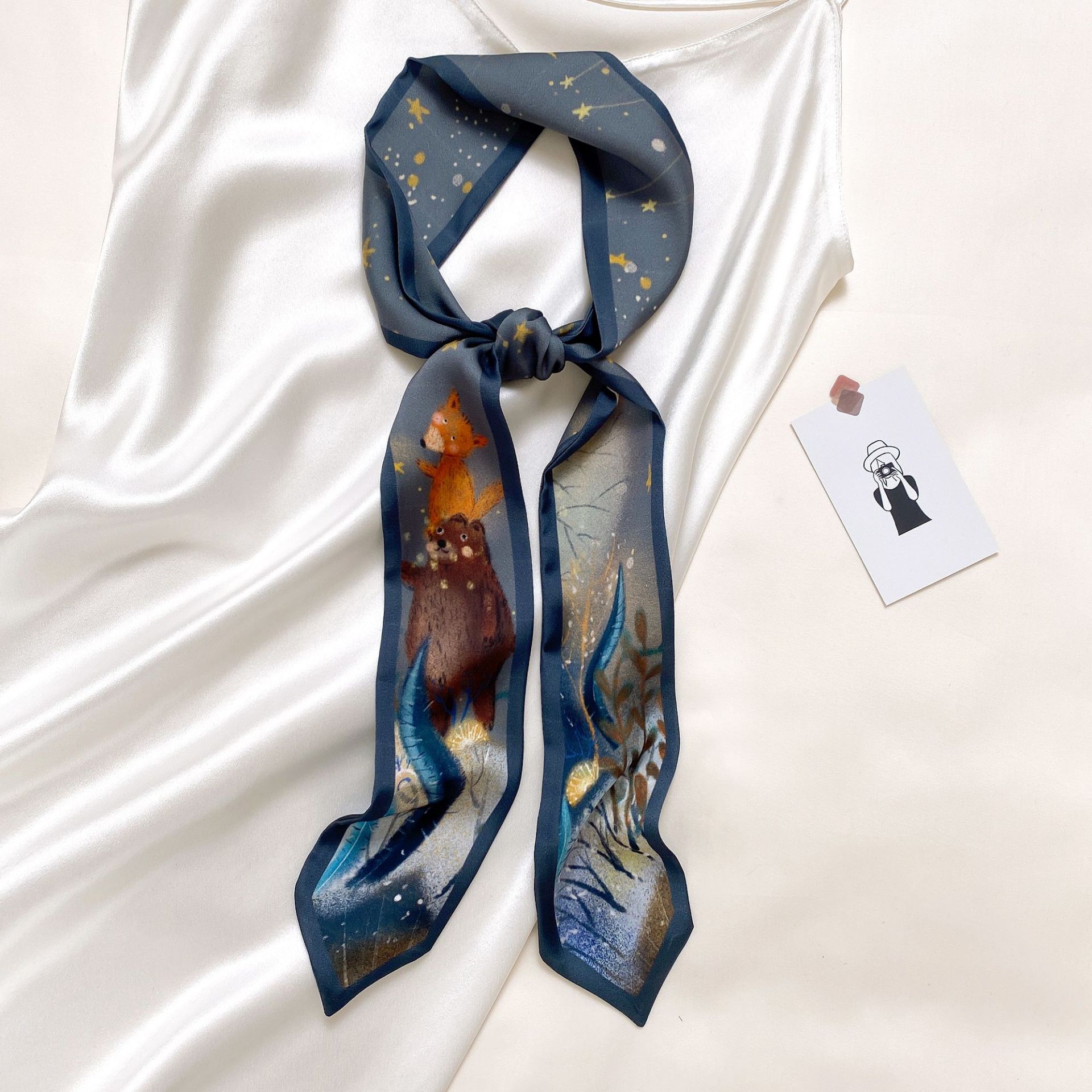 Small Silk Scarf Female Hair Band Korean Style Simple Thin Narrow Long Ribbon Spring and Ribbon Scarves