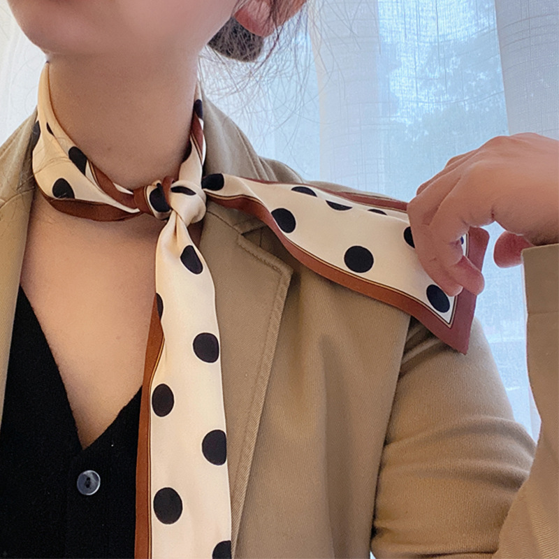 Small Silk Scarf Women&#039;s Spring and Autumn French Hair Band All-Match Artificial Silk Retro Ribbon Ribbon Scarves Scarf