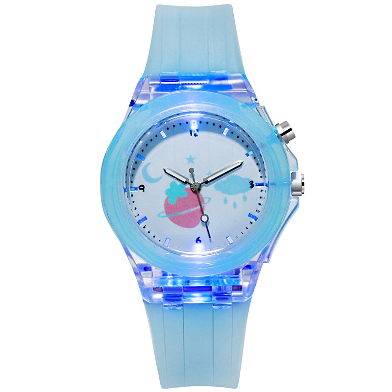 New Fashion Student Watch Luminous Glow Flashing Light Silicone Quartz Watch Cute Cartoon Children Student Watch