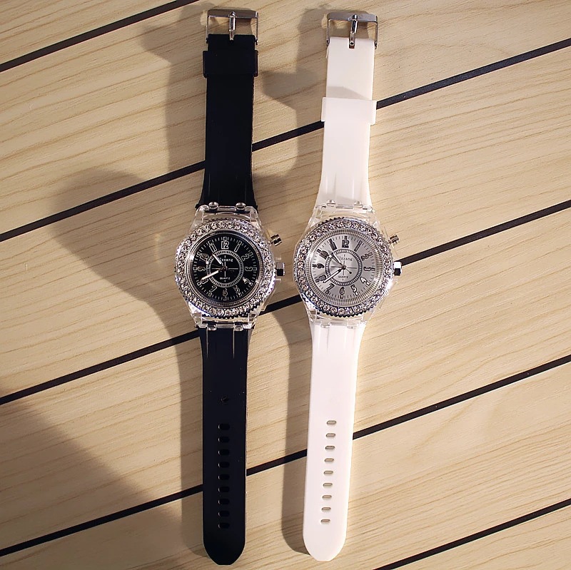 Luminous Glow Silicone Watch Wholesale Women&#039;s Fashion Watch Student Watch Led Glow Watch