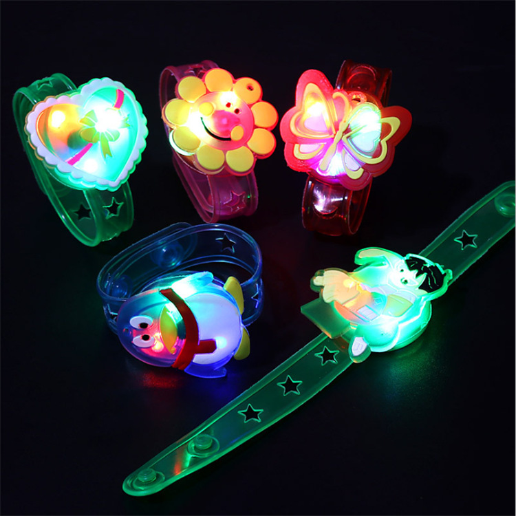 Creative Glow Cartoon Watch Band Flash Wrist Strap Bracelet Children&#039;s Push Gift Stall Hot Selling Toys
