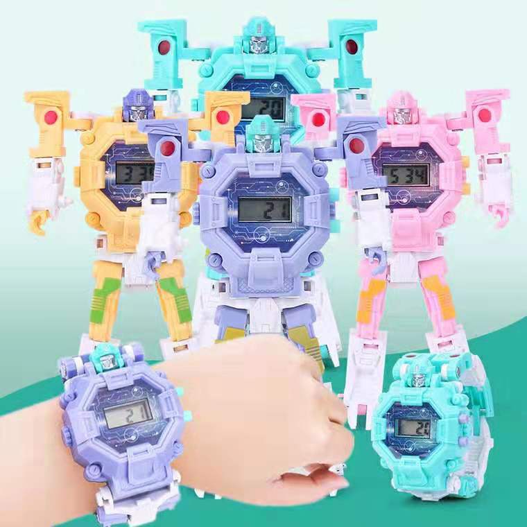 New Children&#039;s Transformation Electronic Watch Diamond Toy Cartoon Transformation Robot Boy Cartoon Toy Can Be Sent on Behalf