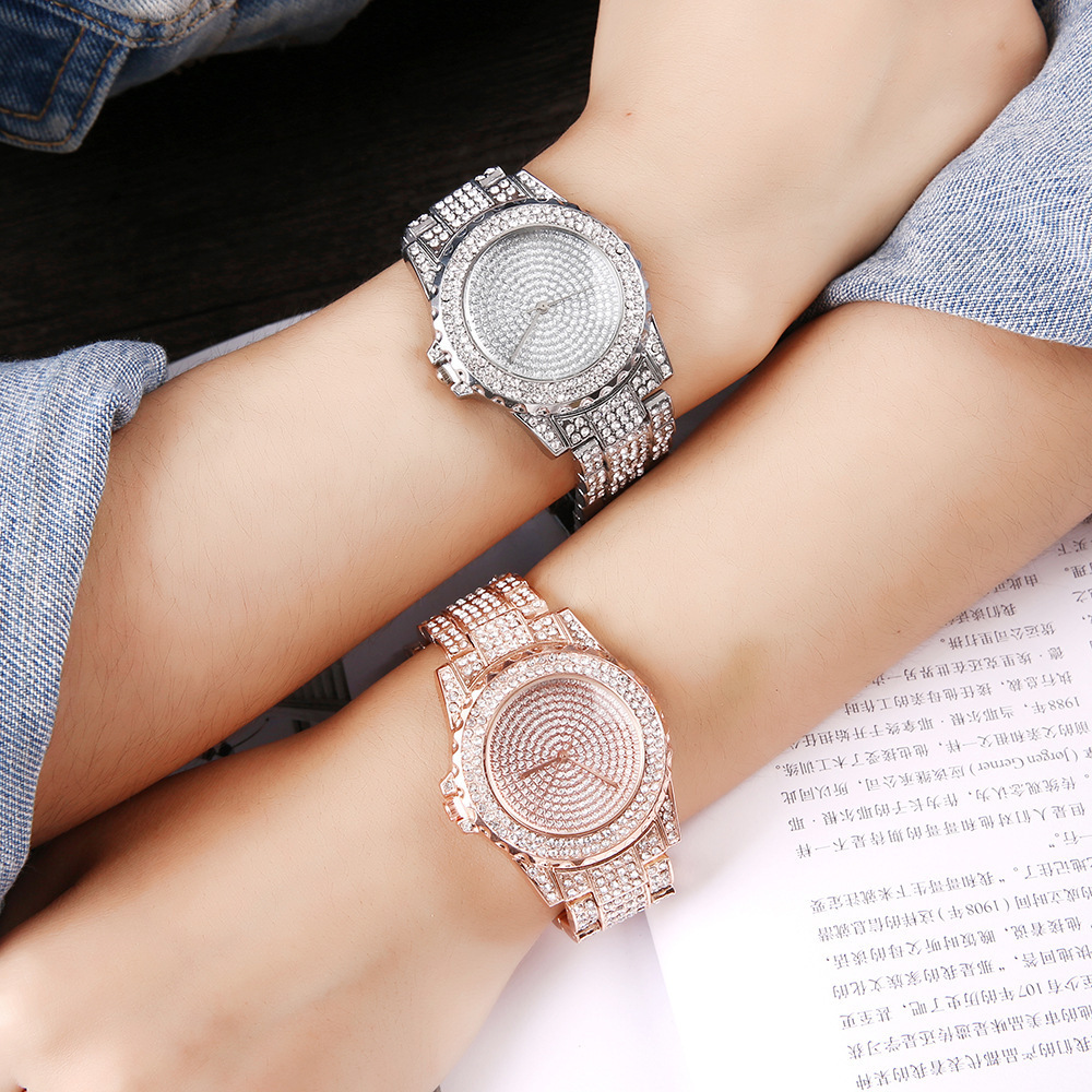 Foreign Trade Starry Diamond Steel Strap Women&#039;s Watch Fashion Watch Rose Gold Diamond Watch