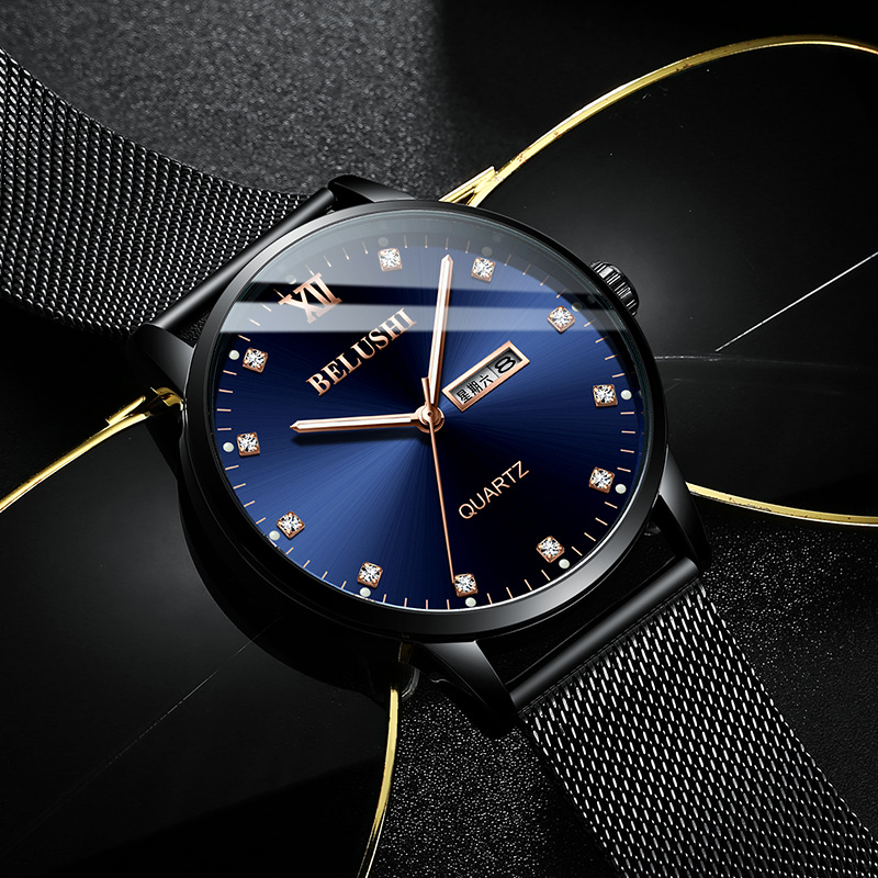 New Beros Brand Men&#039;s Watch Diamond Surface Quartz Watch Luminous Waterproof Diamond Watch