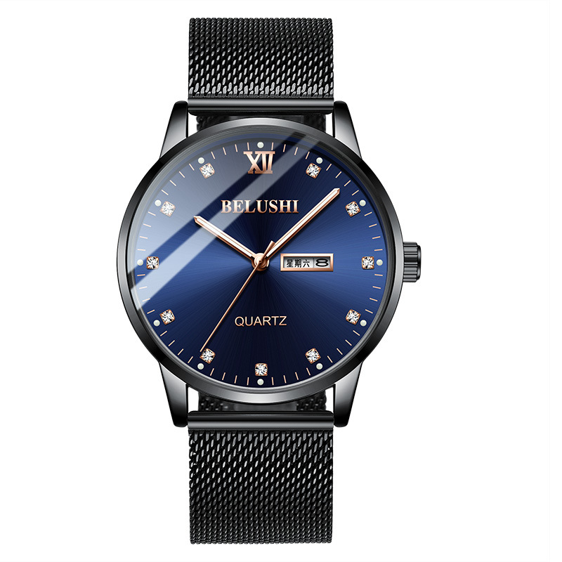 New Beros Brand Men&#039;s Watch Diamond Surface Quartz Watch Luminous Waterproof Diamond Watch