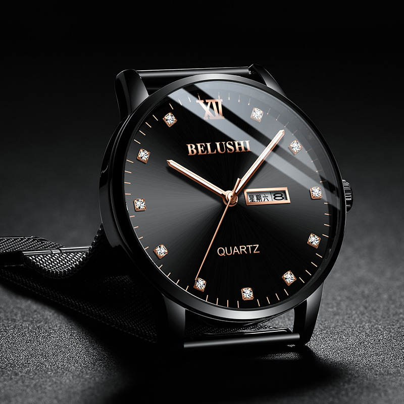 New Beros Brand Men&#039;s Watch Diamond Surface Quartz Watch Luminous Waterproof Diamond Watch