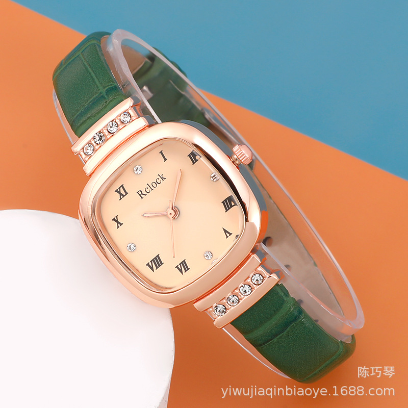New Women&#039;s Square Watch Leather Watch Strap Student&#039;s Watch Trendy Personalized, Stylish and Simple Roman Watch