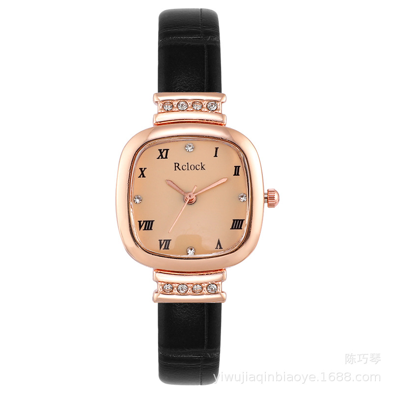 New Women&#039;s Square Watch Leather Watch Strap Student&#039;s Watch Trendy Personalized, Stylish and Simple Roman Watch