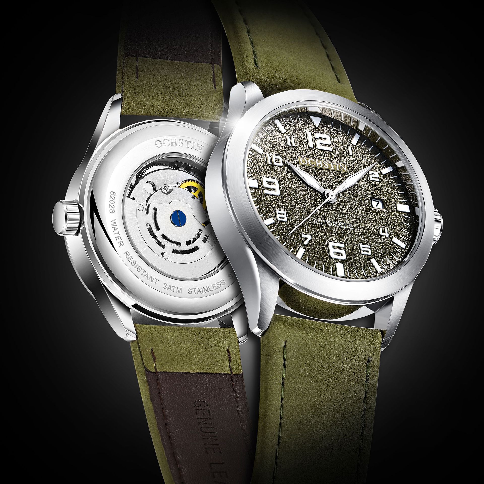 Authentic Fashion Automatic Mechanical Watch Men&#039;s Leisure Mechanical Watch Calendar Stainless Steel Leather Watch Wholesale Factory