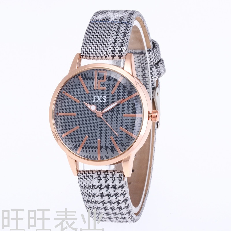 Foreign Trade Hot Selling Light Luxury Korean Plaid Women&#039;s Quartz Watch Casual Women Student Leather Watch in Stock