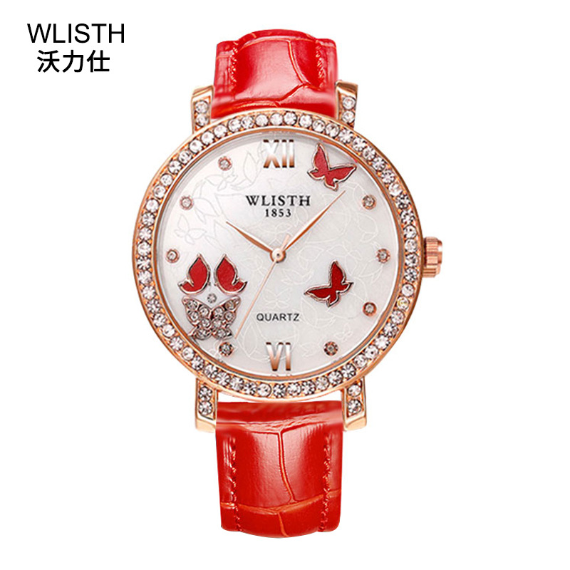 Walishi Women&#039;s Watch Fashion Business Korean Version Women&#039;s Leather Watch Luxury Diamond Quartz Watch Men