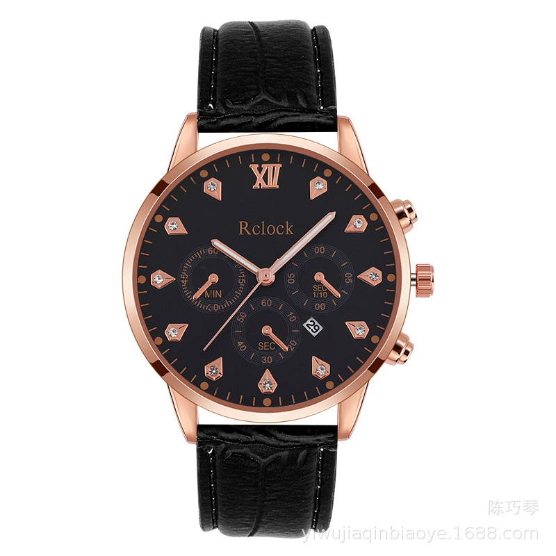 Foreign Trade New Leather Watch Strap Men&#039;s Watch Calendar Quartz Watch Business Gift Watch Classic Look Men&#039;s Watch