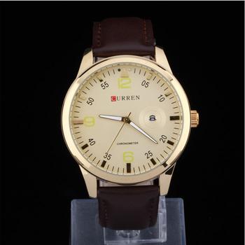 CURREN the Black Dial Leather watch men&#039;s outdoor calendar, luminous