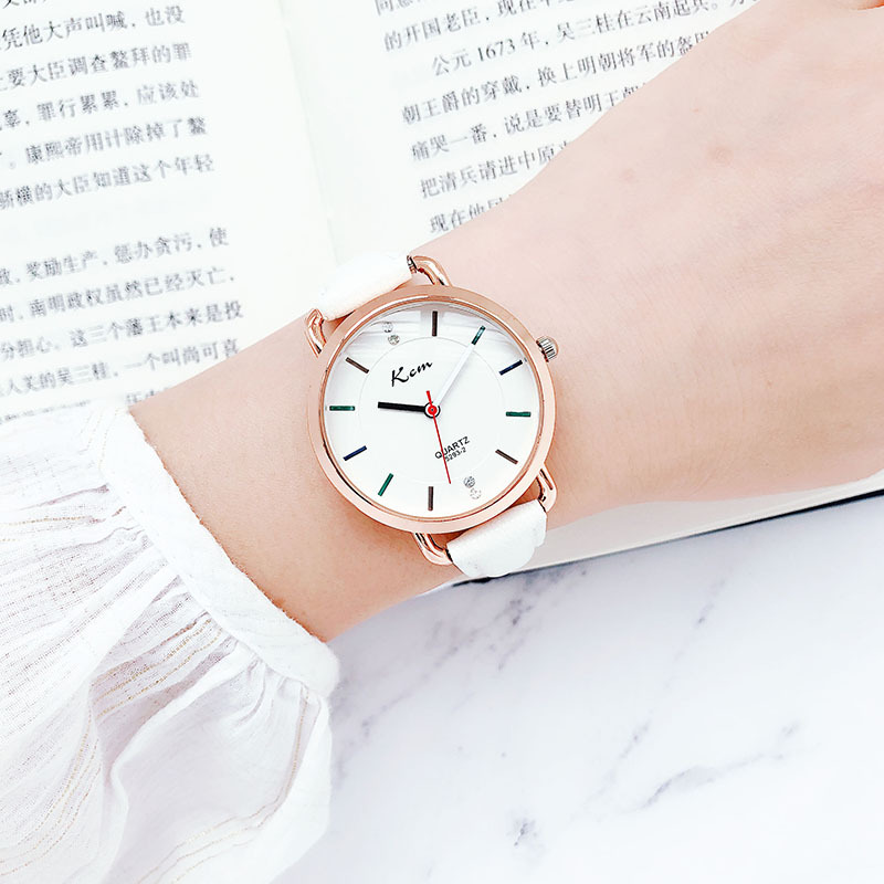 Douyin Style Watch Female Student Korean Simple Belt Waterproof Watch Girl Lady Fashion Watch