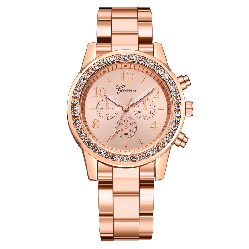 Amazon Wish Hot Sale Geneva Steel Watch Geneva Diamond-Embedded Watch Genevan Alloy Watch
