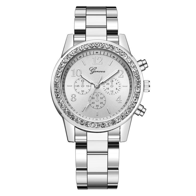 Amazon Wish Hot Sale Geneva Steel Watch Geneva Diamond-Embedded Watch Genevan Alloy Watch