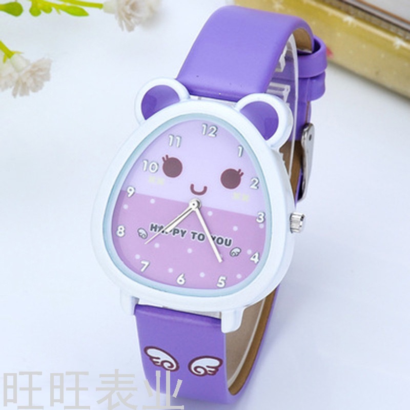 New Children&#039;s Watch Leather-Belt Watch Cartoon Watch Female Genuine Leather Made Simple Quartz Watch Cute Student Watch
