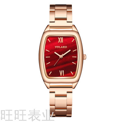 INS Style Yolako Women&#039;s Retro Square Model Women&#039;s Watch Small Green Watch Fashion Simple Student Steel Watch Spot
