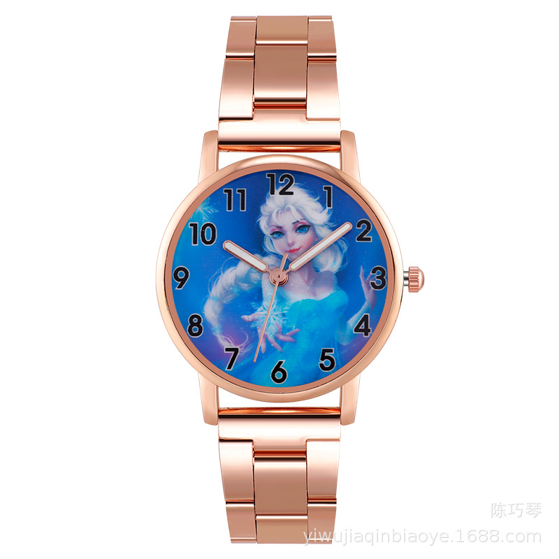 Foreign Trade New Frozen Steel Watch Student Quartz Watch Children&#039;s Gift Watch Cartoon Pattern Digital Watch