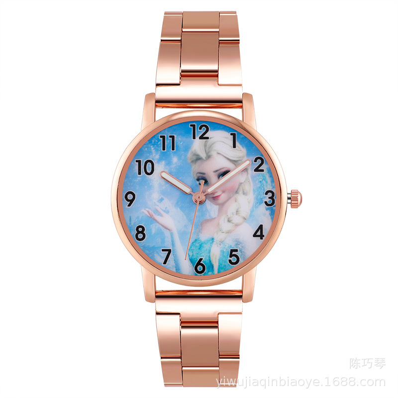 Foreign Trade New Frozen Steel Watch Student Quartz Watch Children&#039;s Gift Watch Cartoon Pattern Digital Watch