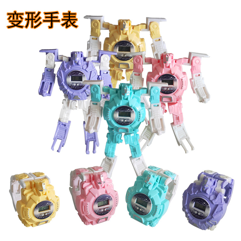 Cartoon Deformation Electronic Watch Robot Children &#039;S Watch Stall School Peripheral Toys Wholesale