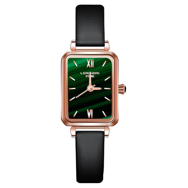 Lola Best-Seller on Douyin Rose Internet Celebrity Small Green Watch Retro Square Watch Women&#039;s Fashion Metal Watch