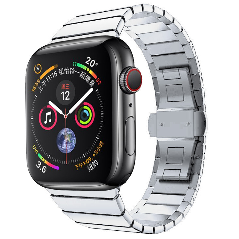 For Apple Watch Stainless Steel Metal Strap Apple Watch Butterfly Clasp Chain IWatch Watch Bracelet