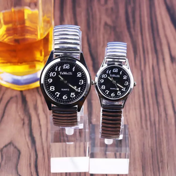 Wholesale hot elastic steel belt elastic belt quartz watch middle-aged and elderly people digital couple watch reloj