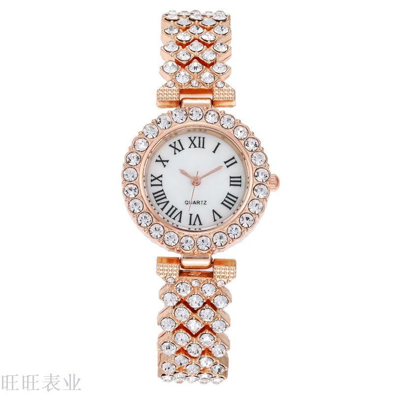 New Roman graduated bracelet watch lady full diamond female watch alloy female foreign trade leisure quartz watch