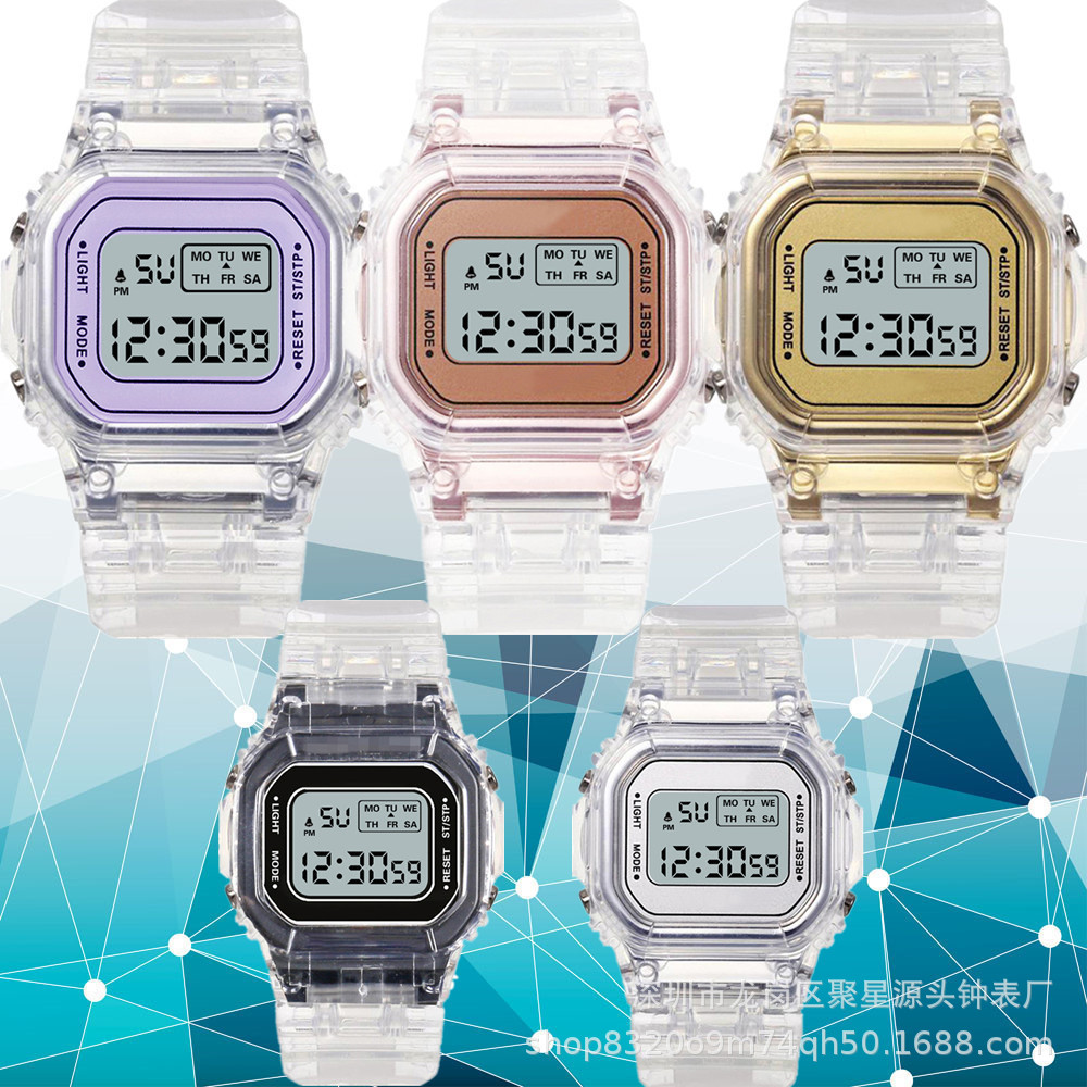 2021 Internet Hot Sports Series Transparent Small Square Ins Electronic Watch Female Sport Watch