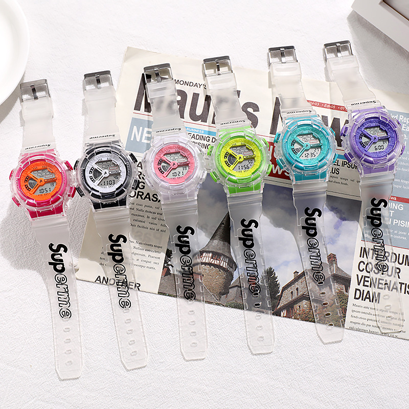 Waterproof Seven Colors Noctilucent round Sport Watch Card Home Western Europe Ins Children Student Electronic LED Watch