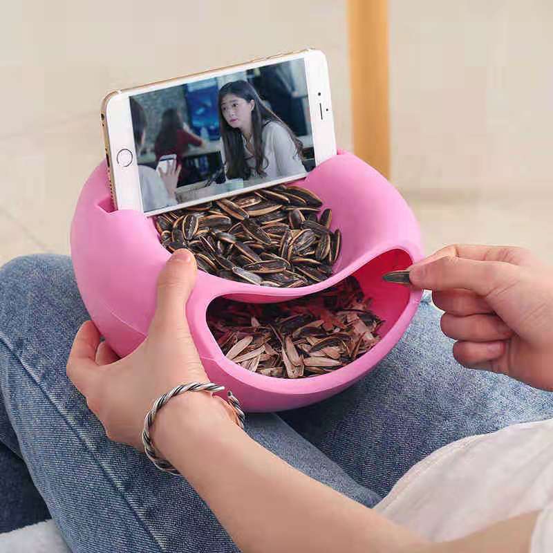 mobile phone rack cracking melon seeds to watch TV magic device can be removed double candy tray round fruit storage box