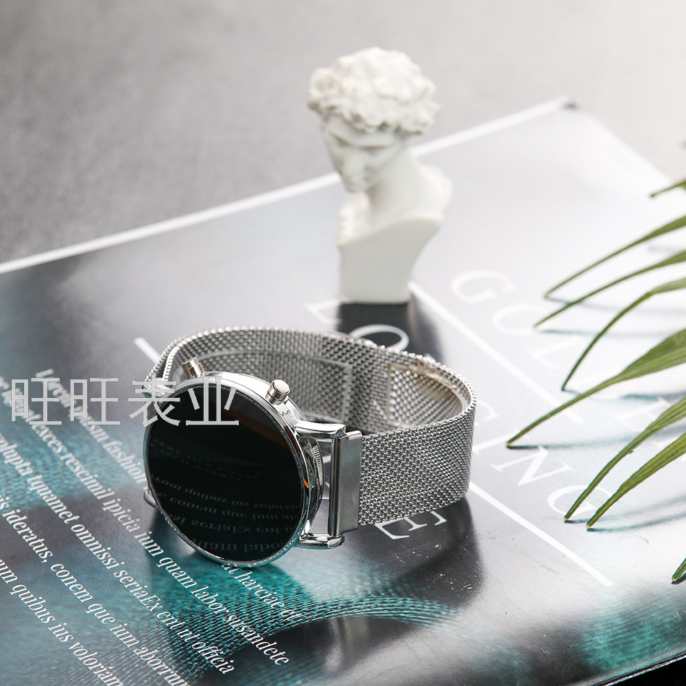 New Arrival round Luminous Led Double Button Student Watch Alloy Magnetic Buckle Cross-Border Milan with LED Watch