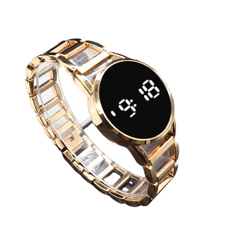 Factory in Stock Hollow Metal Steel Belt Led Watch Foreign Trade Fashion Electronic Watch Student Male and Female Touch Watch