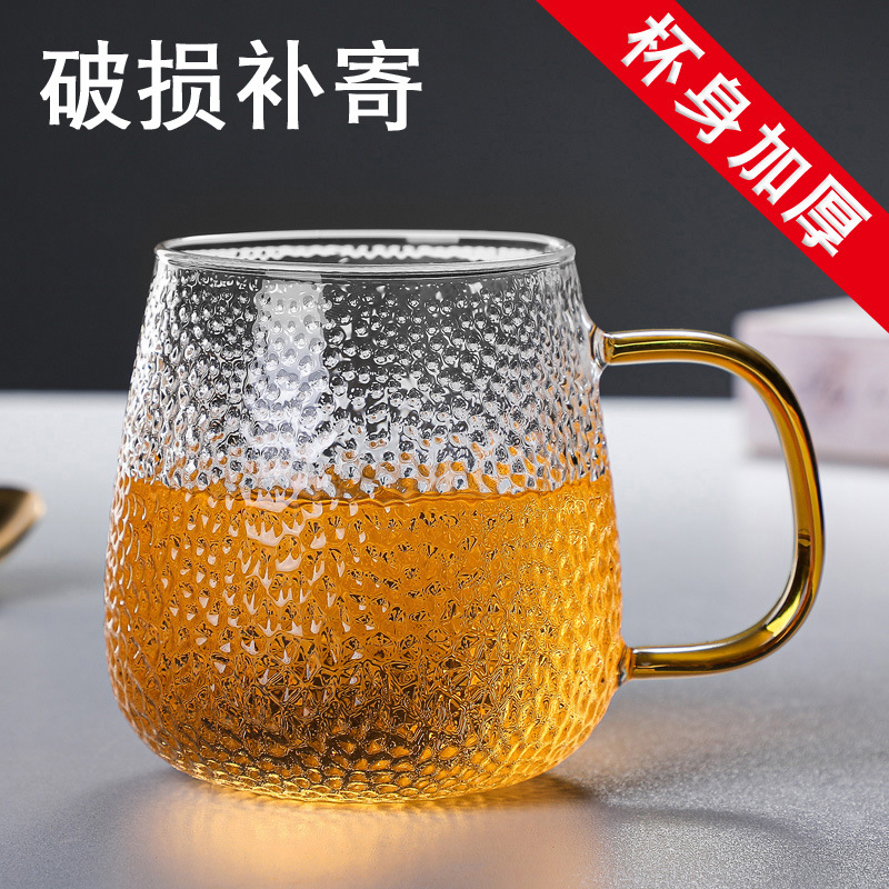 Hammered round Juice Cup High Borosilicate Glasses Home Office Large Capacity Tea Cup Coffee and Breakfast Cup