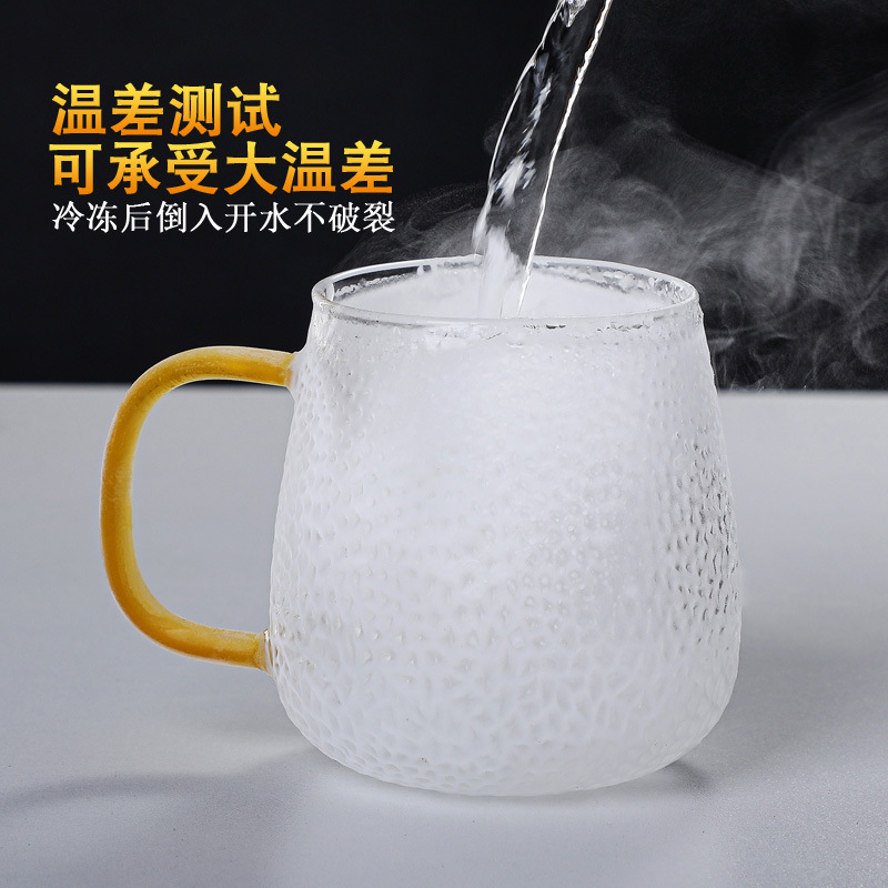 Hammered round Juice Cup High Borosilicate Glasses Home Office Large Capacity Tea Cup Coffee and Breakfast Cup