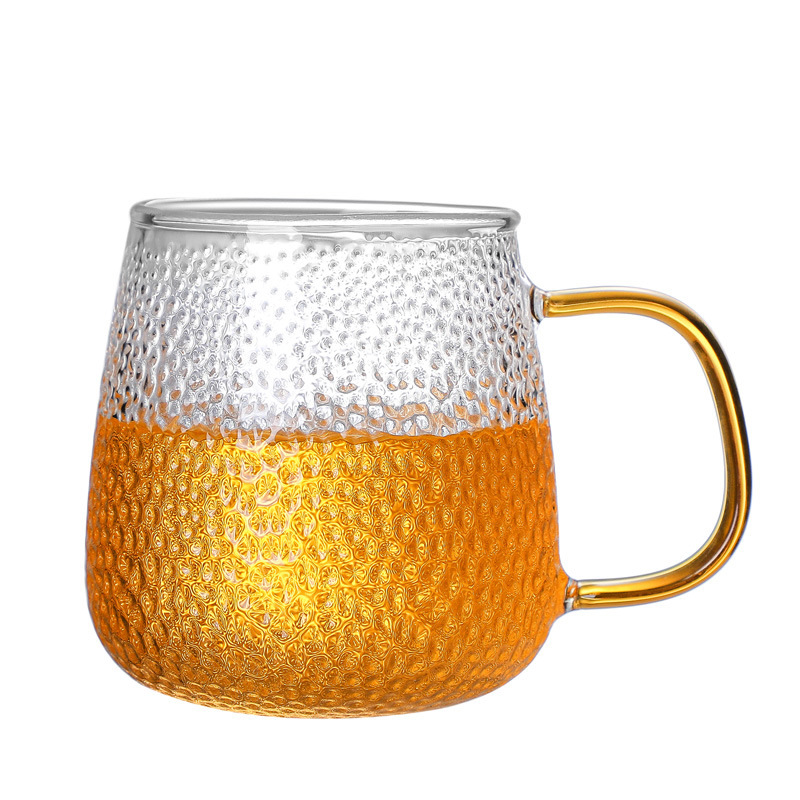 Hammered round Juice Cup High Borosilicate Glasses Home Office Large Capacity Tea Cup Coffee and Breakfast Cup