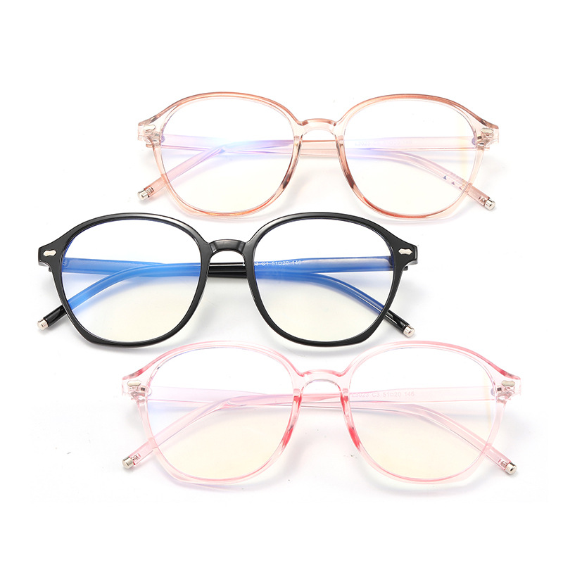 New round Frame Student Glasses Frame No Metric Nail Anti Blue-Ray Glasses Frame Men and Women Fashion Plain Glasses for Bare Face