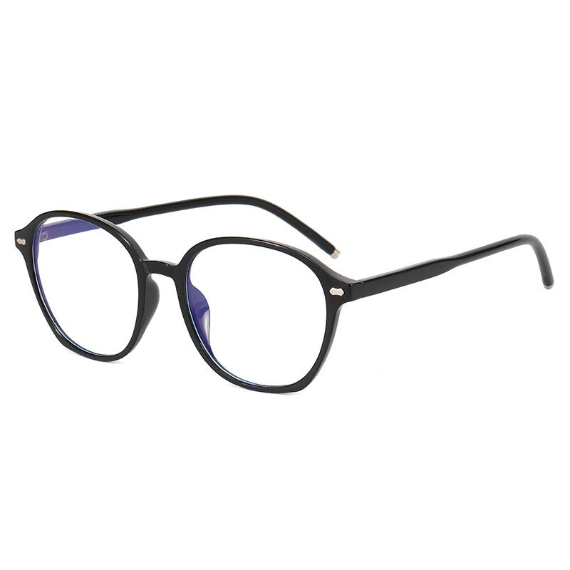 New round Frame Student Glasses Frame No Metric Nail Anti Blue-Ray Glasses Frame Men and Women Fashion Plain Glasses for Bare Face