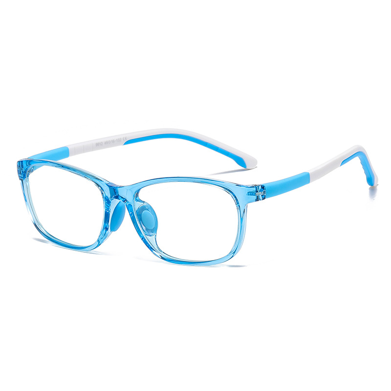 2021 New Children&#039;s Anti-Blue Light Glasses Fashion Two-Color Silicone Plain Glasses Boys and Girls Myopia Frame Glasses