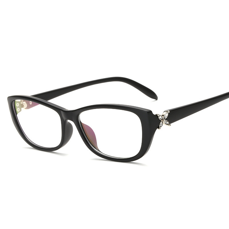 The new fashionable ladies glasses optical frame plain glasses water drill eye glasses joker ultra-light sighsightedness glasses frame