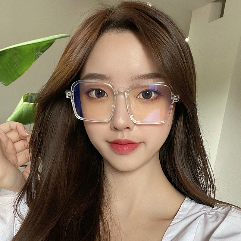 New Korean Style Large Square Frame Plain Glasses Xiaohongshu Anti Blue-Ray Glasses Frame Female Ins Student Myopia Glasses Frame