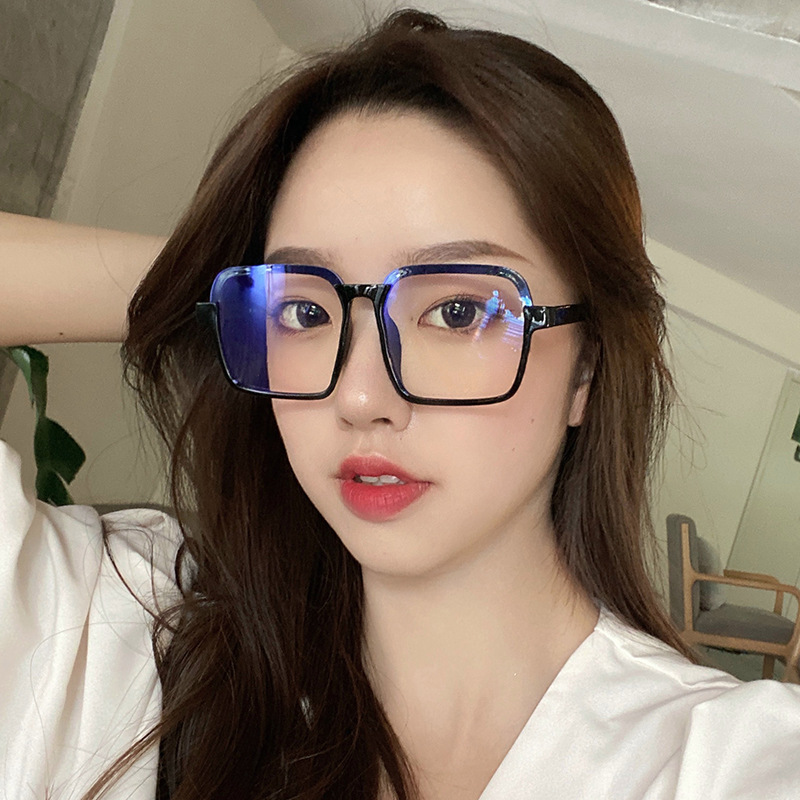 New Korean Style Large Square Frame Plain Glasses Xiaohongshu Anti Blue-Ray Glasses Frame Female Ins Student Myopia Glasses Frame