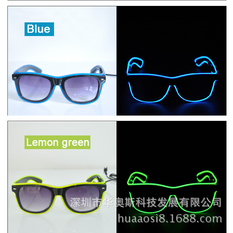 Flashing Glasses  Fluorescent Glasses Glasses El Luminous Personalized Glasses Glasses Factory Direct Sales