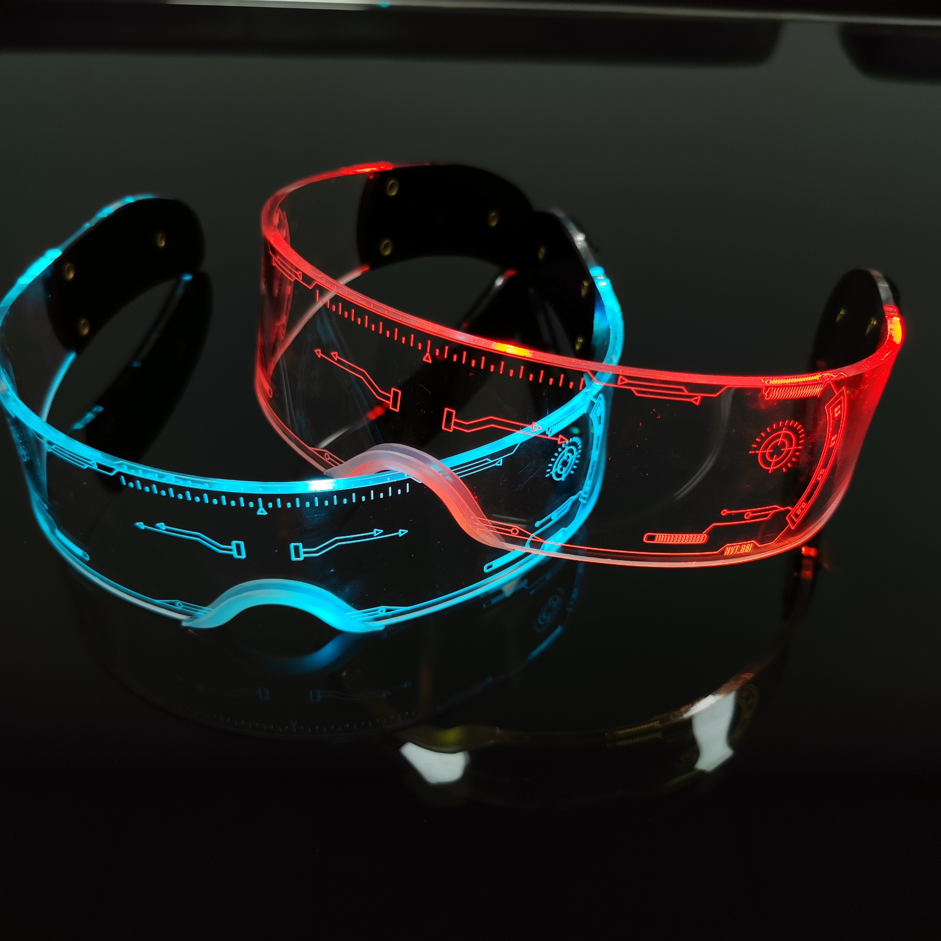 Creative Colorful Acrylic Luminous Glasses Disco Jumping Led Full Color Christmas Flash Glasses Flashing Glasses