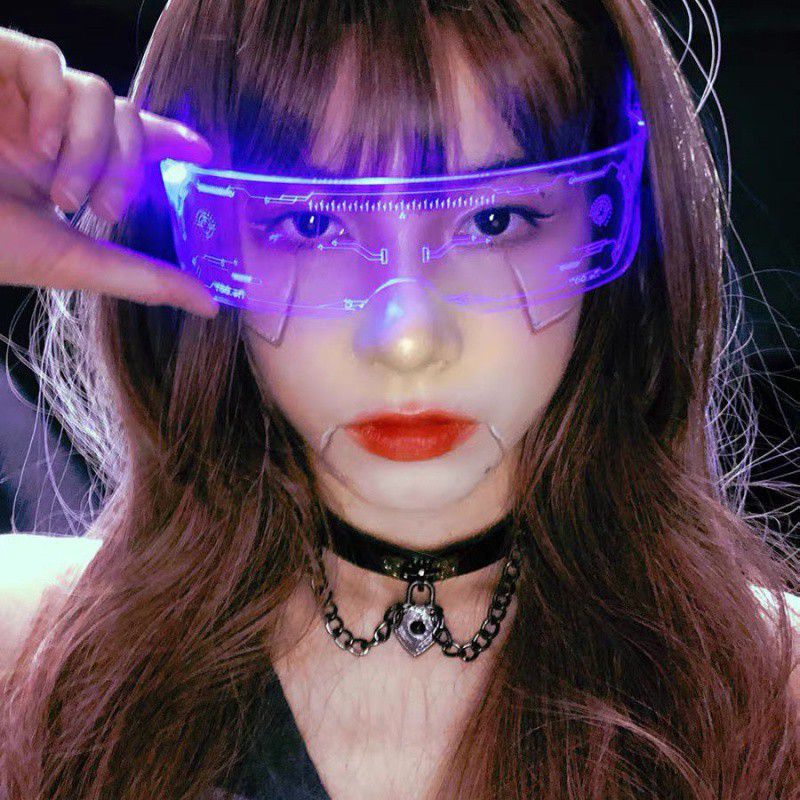 Flashing Glasses  Colorful Glasses One Piece Sunglasses Luminous Glasses Led Bar Disco Flash Goggles